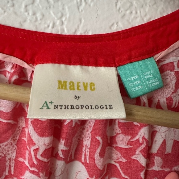 Maeve Melange Safari Red Elephant Print Sleeveless Top - 16W - Picture 3 of 7